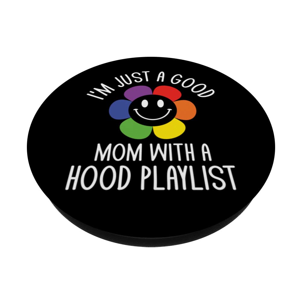 Good Mom with Hood Playlist Mother's Day Sayings Parents PopSockets Swappable PopGrip, Black - Image 2
