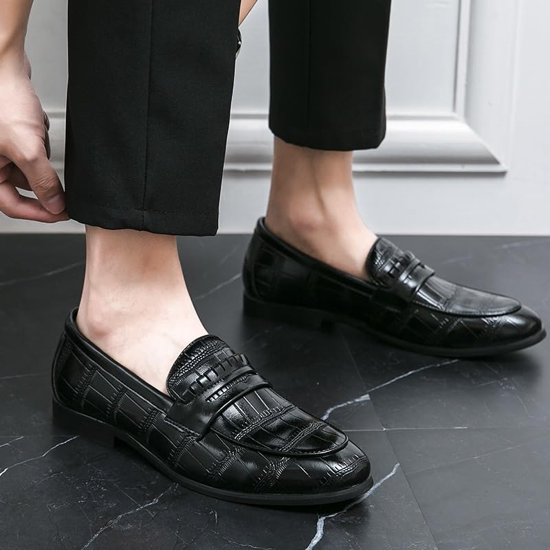 Men Oxford Dress Shoes Formal Slip On Business Leather Plain Toe Low Heel Non Slip Rubber Sole Comfortable Office Wedding Shoes4