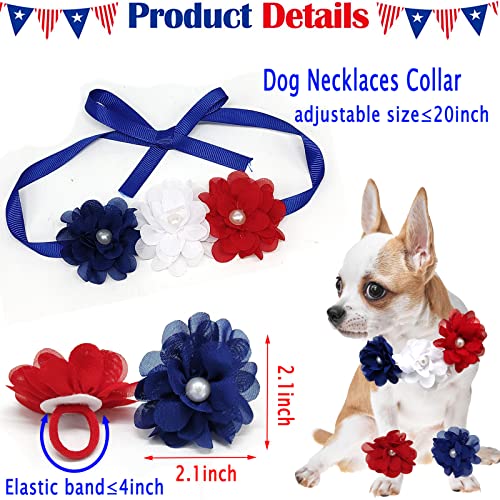 4Pcs Pet Independence Day Costume 4Th Of July Dog Dress Collar Flowers Decorate Top Hat Necklace And Leg Bands Cute Cat Tutu Skirt Usa Patriotic Outfit For Medium Large Kitty Party Decorations #TOP4