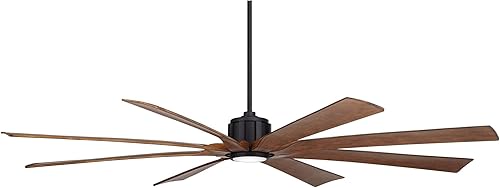 Miniatura 6 de Possini Euro Design Ventilador de techo industrial moderno Defender de 80 pulgadas para exteriores con luz LED regulable, control remoto, color