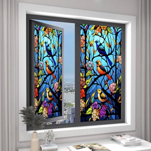 Vinilo decorativo para ventana privacidad con patrón de colibrí miniatura 4