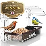 Window Bird Feeder with Strong Suction Cups HOMEBIRD Window Feeder with Removable Seed Tray For Bird Watching Bird Feeders for Small Birds Squirrel Proof Bird Feeder Box