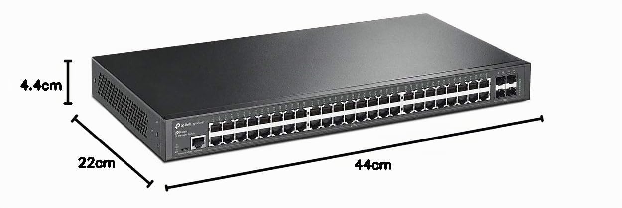 TP-Link Jetstream 48-PorT-GigabiT-L2-ManageD-Switch Mit 4 SfP-Slots, Managed, L2, Gigabit Ethernet (10/100/1000), RacK-Einbau, 1u