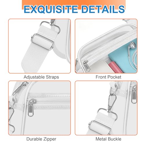 Image of Clear Bag for Stadium Events - Stadium Approved Small Mini Clear Purse, Women's Top-Handle Handbags for Sports Concerts