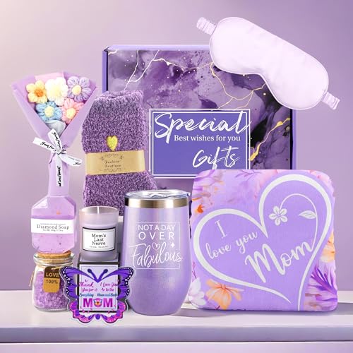 Luxury 10Pcs Mom Gifts Set Basket, Mothers Day Christmas Anniversary Birthday Gifts10Pcs Set for Mom, Mother Spa Skincare Set with Silk Eye Mask Blank