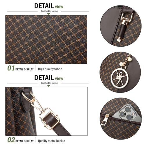 Purse and Handbags for Women, 3 Zip Compartments Tote Bag Designer Shoulder Purse Top Handle Satchel Bags 6