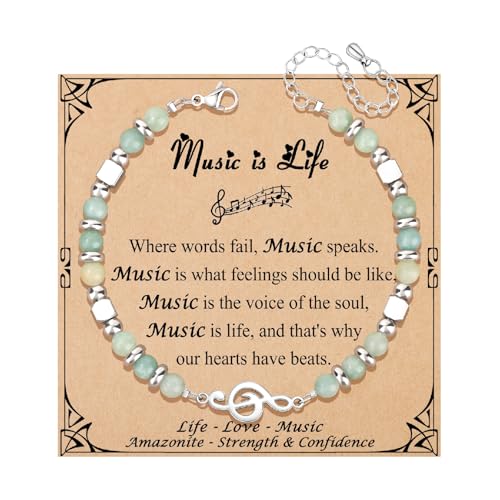 JoycuFF Music Teacher Gifts Gifts for Music Lovers Musicians Singers Amazonite Bracelets for Women