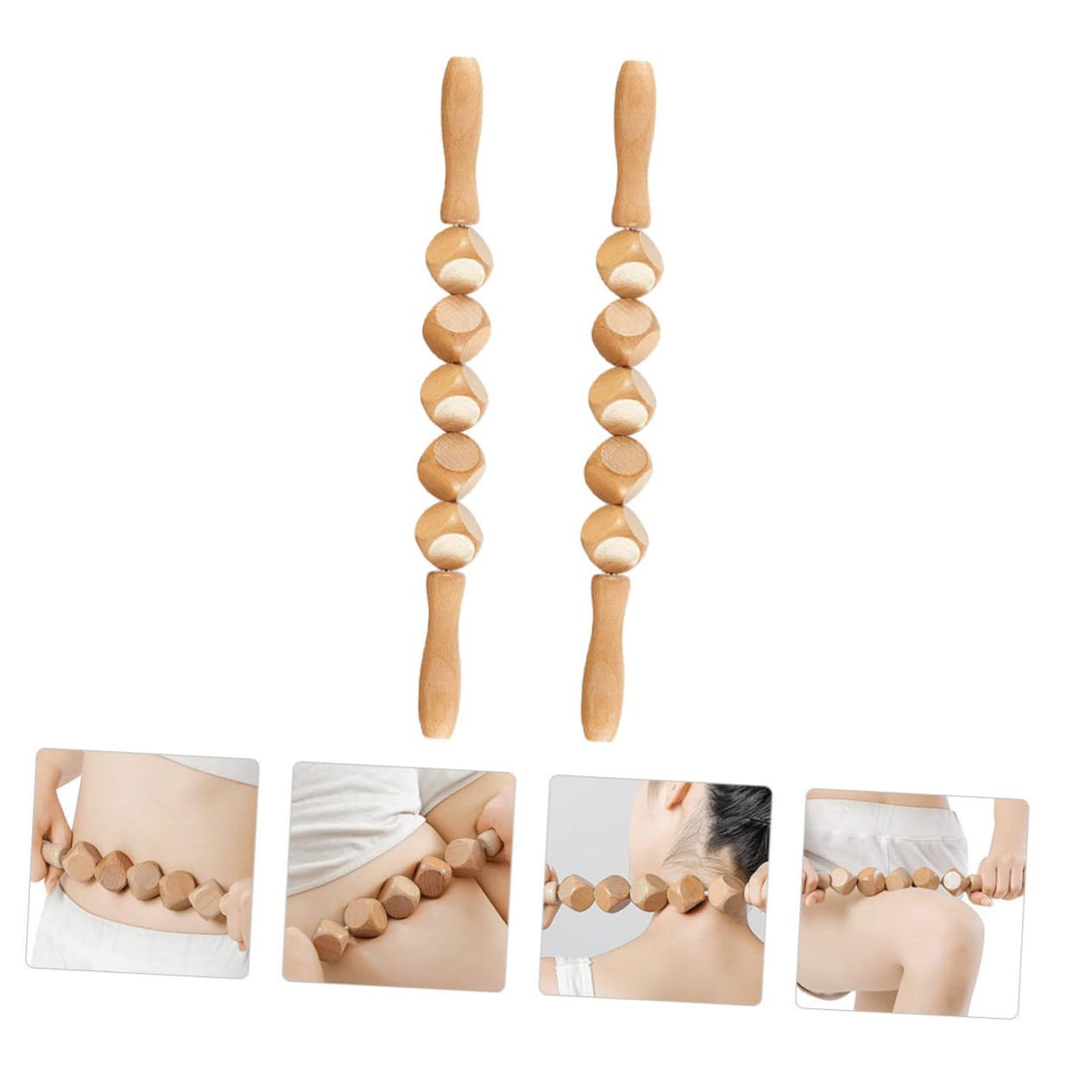 Anneome Rodillos de Madera para La Espalda 2 Unidades Palos de Masaje Abdominal Masajeadores Que Preservan La Salud Herramientas de Fitness Compactos para Un Fácil Almacenamiento
