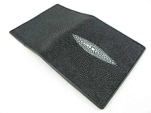 Genuine Stingray Skin Leather Business Credit Card Holder Wallet Black2