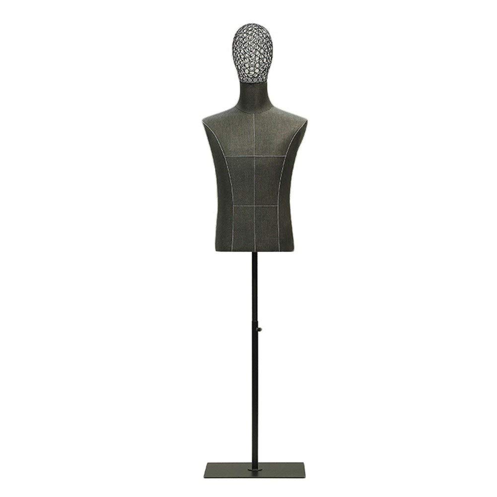 HAIPENG Male Mannequin Torso Body Busts with Metal Wire Head Manikin Dress Form for Clothing Display Adjust Model Dummy (Color : Black, Size : L)