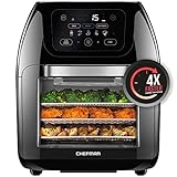 Chefman Multifunctional Digital Air Fryer+ Rotisserie, Dehydrator, Convection Oven, 17 Touch Screen Presets Fry, Roast, Dehydrate & Bake, Auto Shutoff, Accessories Included, XL 10L Family Size, Black