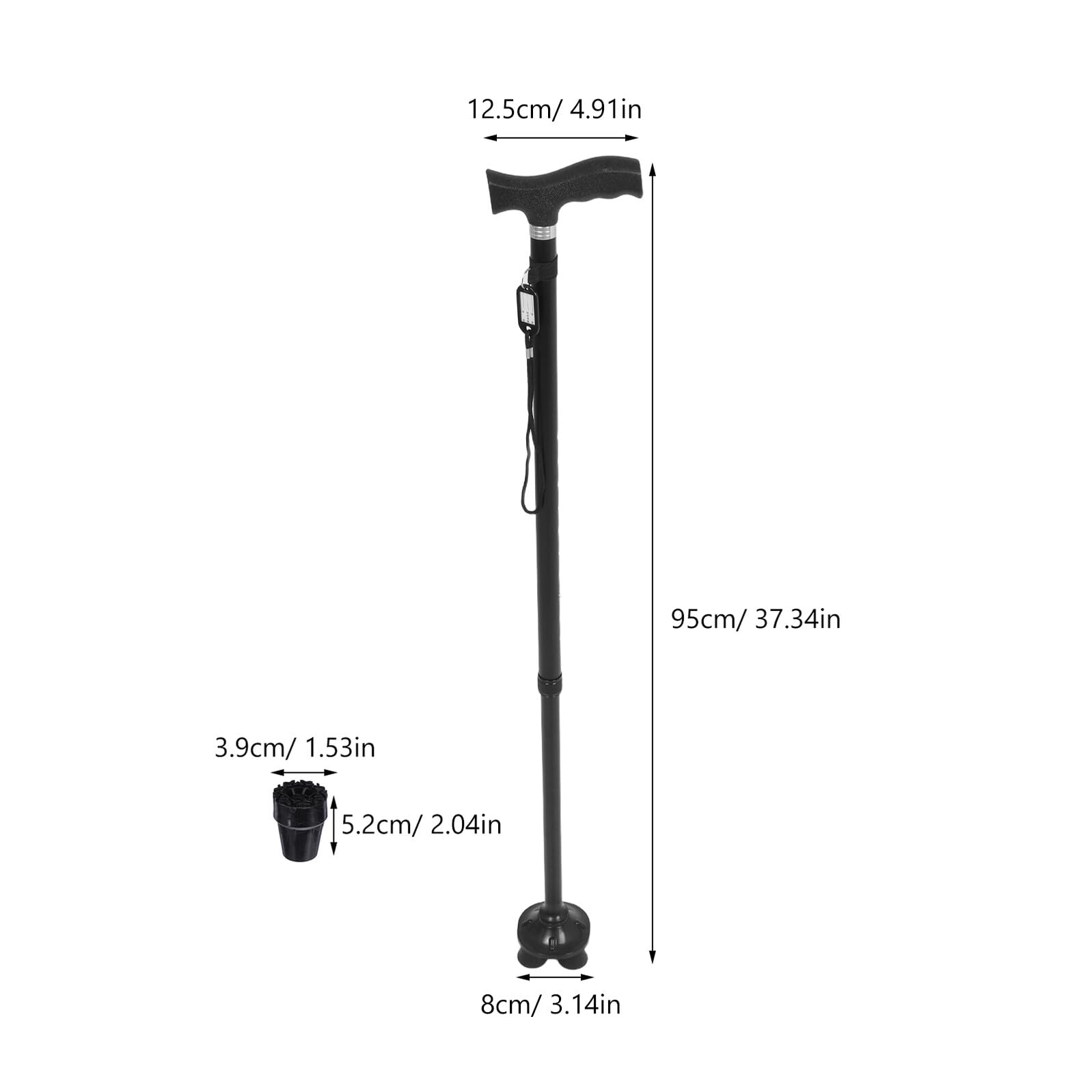 Beavorty Bastón Plegable de Aleación de Aluminio Ajustable para Personas Mayores Bastón Portátil con Base Desmontable Antideslizante de Dos y Cuatro Patas Soporte Ligero para Movilidad y