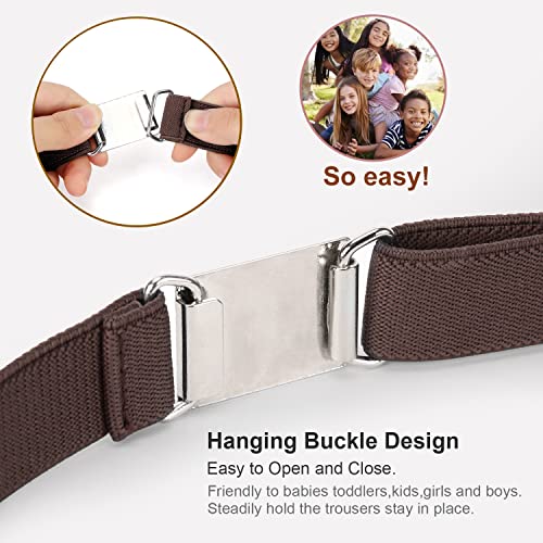JASGOOD Kids Toddler Belt Elastic Stretch Adjustable Belt for Boys and Girls with Silver Square Buckle 2 Pack2