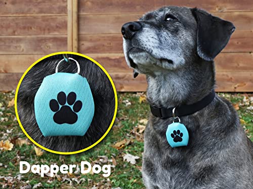 Image of Dapper Dog - Dog Tag Silencer with Tag Ring (Teal with Black Paw Print)