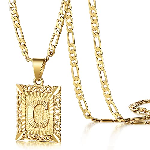 KissYan Initial Letter Pendant Necklace Gold C