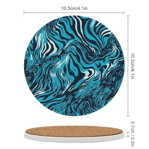 Dessous de verre absorbant en céramique antidérapant bleu et noir pour table - 3