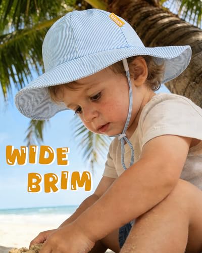 HONGTEYA Baby Sun Hat Sun Protection Stripe Wide Brim Toddler Beach Hat - image 2