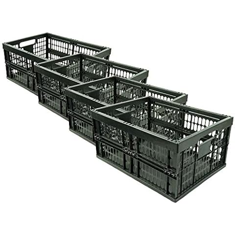 HRB 4 Stück stabile Profi Klappbox, 32 Liter Volumen pro Einkaufsbox klappbar Cover