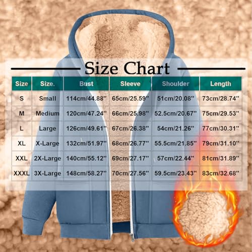 Mens Oversized Sweatshirt Winter Fleece Warm Hoodies Casual Long Sleeve Full Zip Jacket Outdoor Coat with Pockets3