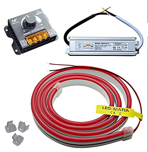12V / 230V (Netzteil) + Dimmer LED Streifen Stripe Licht Unterbankbeleuchtung Saunabeleuchtung Saunalampe (Warmweiß, 2m - 24,95€/m)