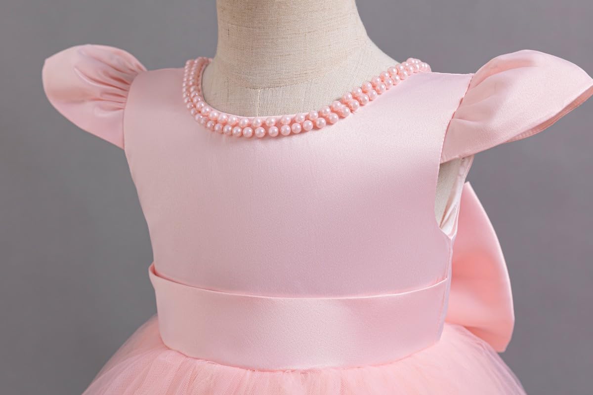 Baby Flower Girl Dress Pageant Party Wedding Pearl Lace Tutu Gown Toddler Formal Dresses