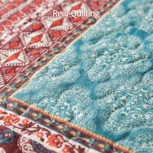 BEDIFANY 3 Pieces Cotton King Size Quilt Sets, Lightweight Bedspread King Size Soft Farmhouse King Quilt Bedding Sets for Bed Decorations for All Seasons,Orange