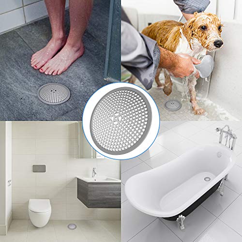 MFTEK Drain Hair Catcher Shower Bathtub Hair Stopper Drain Protector, Easy Clean Drain Cover Strainer Trap for Bathroom and Kitchen Sink-Stainless Steel & Silicone 2 Pack - Thumbnail 7