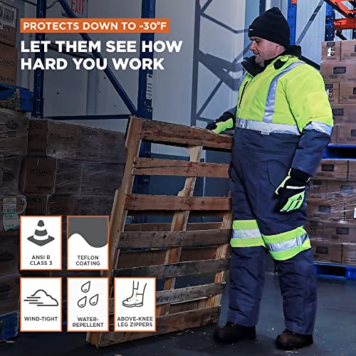 Refrigiwear Freezer Edge Insulated Coveralls (Lime Gray, Medium) #TOP3