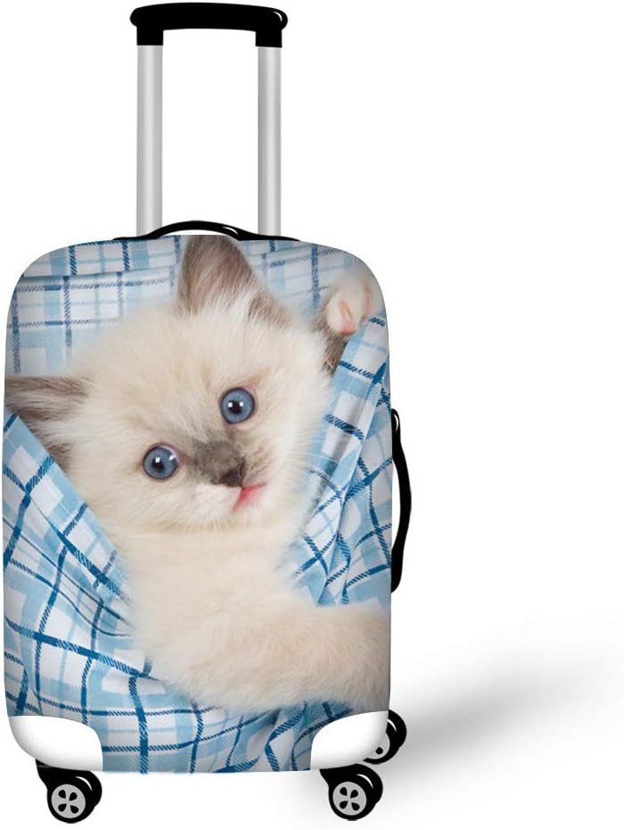 ANYFOCUS Travel Luggage Cover Fit 18-32 Inch Suitcase Animal Pet Cat Print Spandex Protector