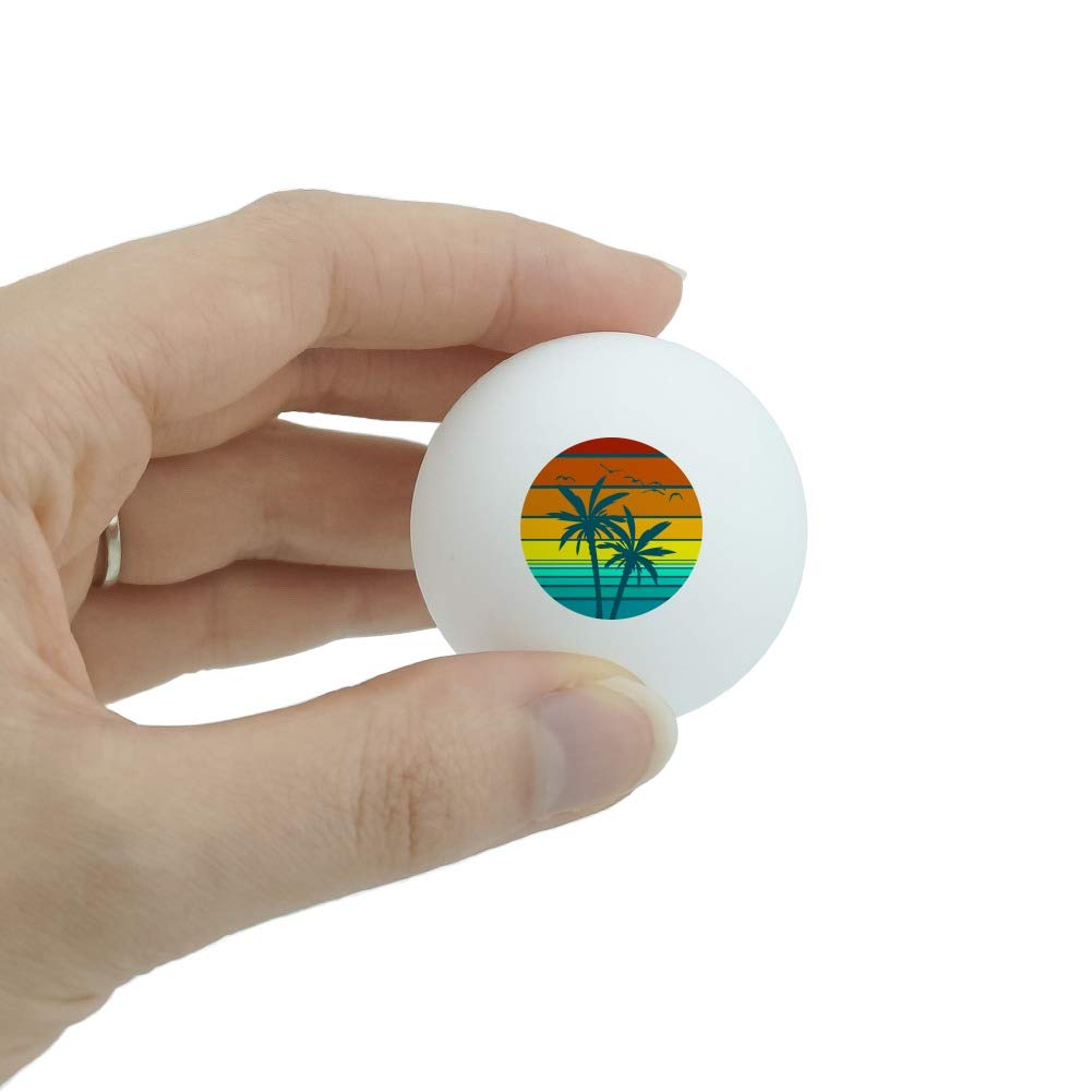 Sunset with Palm Trees Graphic Novelty Table Tennis Ping Pong Ball 3 Pack