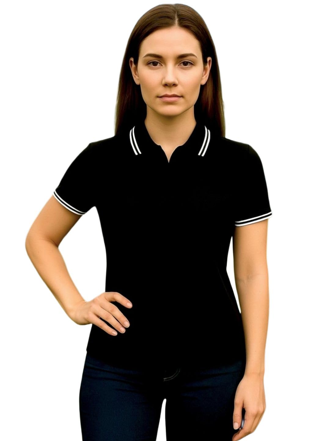 seiyon Women Cotton Solid Polo with Tipping is a Comfortable Regular-fit Cotton Polo with Short Sleeves, Available in Large Size for Everyday Casual wear.-picture-12