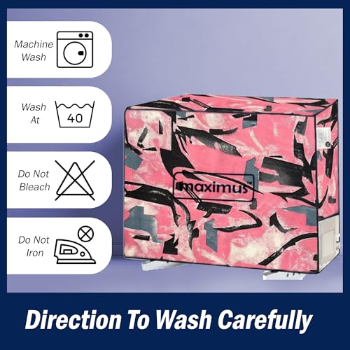 Image of Digital Print Split AC Cover Set for 1.5 Ton Indoor & Outdoor Units - Dustproof & Water Resistant Protection (Pink Black)