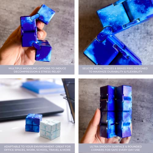 Daily Vibrations Infinity Cubes, Durable Stress Relieving Blue Galaxy Fidget Toy, Stress And Anxiety Relief Fidget Cube, Relaxing Hand-Held Fidget Toys For Adults And Kids #TOP3