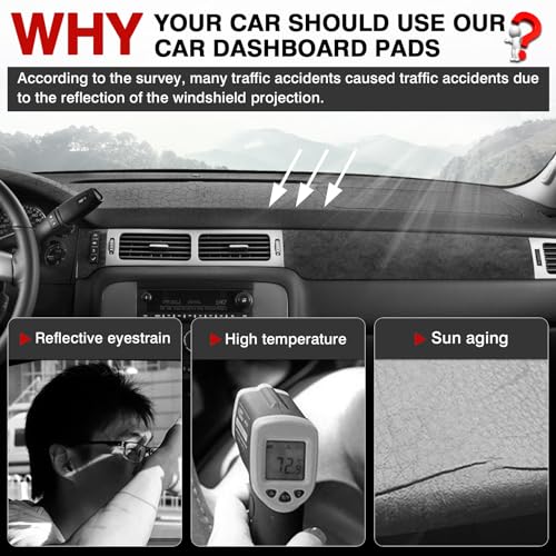 Image of Autorder Dashboard Cover Mat for 2007-2013 Chevy Silverado Sierra,2007-2014 Chevy Tahoe Suburban Denali Avalanche&GMC Yukon /XL Without Dash Speaker&Only One Glove Box Accessories Velvet Dash Cover