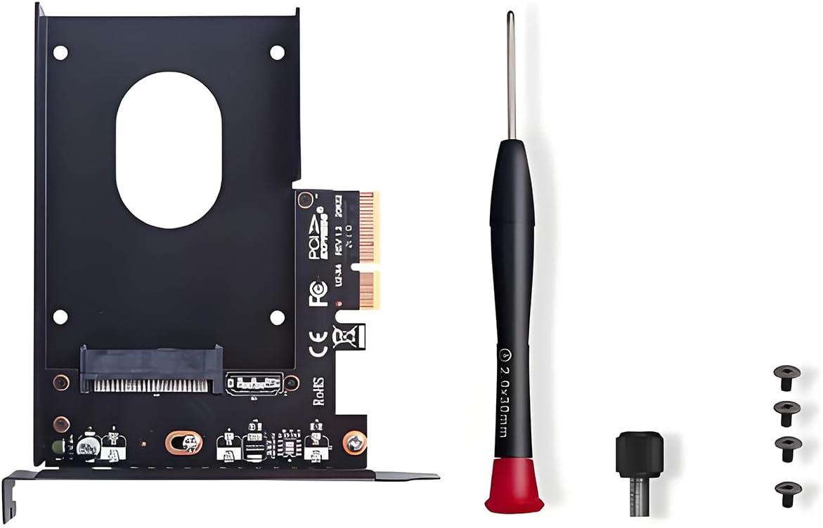 PCIe X4 x16 to U.2 NVMe Adapter Card 32Gbps/64Gbps High Speed Expansion Support U.2 SSD Compatible with PCIe X4 X8 X16 Slots (PCIE 4.0 X16 Card)