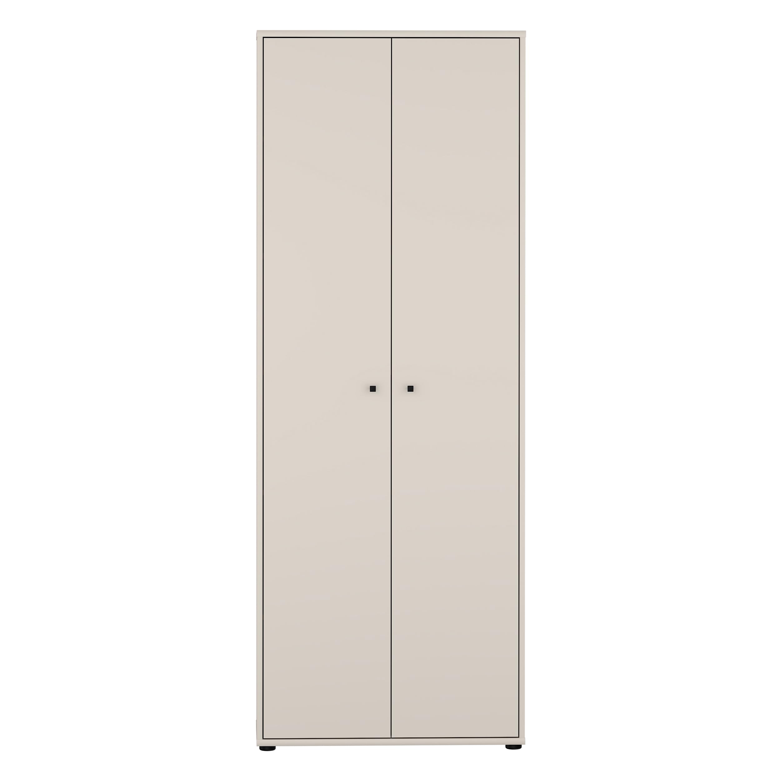 Forte TEMPRA 2 Schrank 70 80, moderner Mehrzweckschrank 2-türig, Schlafzimmer, Wohnzimmer, Holzwerkstoff, Büro, Kaschmir|Beige, 73,7 cm breit x 197,5 cm hoch x 34,8 cm tief