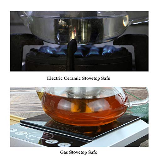 TOYO HOFU Tetera de cristal claro con infusor resistente al calor estufa de gas seguridad desmontable infusor de acero… - Imagen 8