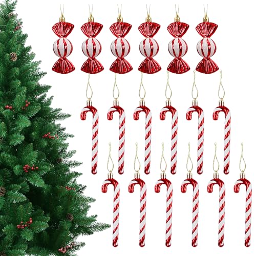 Zuckerstangen Weihnachten Deko, 18 Stück Christbaumschmuck, Rote Und...