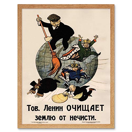 Wee Blue Coo Communism Lenin Anti Capitalist Revolution Soviet Retro Art Print Framed Poster Wall Decor 12X16 Inch