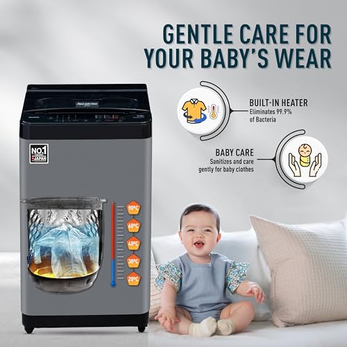 Image of Panasonic 8 Kg Wifi Fully-Automatic Top Loading Smart Washing Machine (NA-F80CH3CRB, Charcoal Inox Grey, Drynamic Spin)
