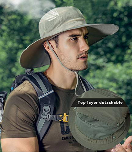 Folouse Mens Sun Hat With Uv Protection Wide Brim Sun Hats For Men Waterproof Sun Hats For Fishing Hiking Camping Army-Green thumb #2