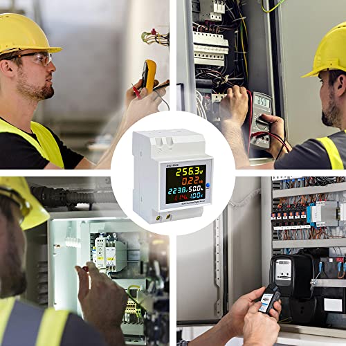 Lotvic Stromzähler Hutschiene, 6 in 1 Stromzähler Digital, AC40300V 100A Amperemeter Voltmeter