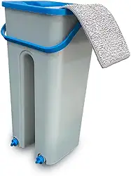 Mop Flat com Balde Duplo, Sistema de Limpeza com Cabo Extensível, 2 Refis de Microfibra, Rotação 360°, Azul e Cinza