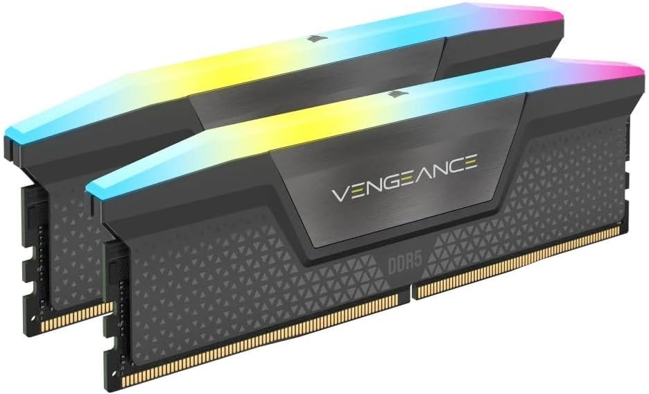 CORSAIR Vengeance RGB DDR5 RAM 16GB (2 x 8 GB) 5200 MHz CL40-40-40-77 1,25 V AMD Expo i Intel XMP 3.0 pamięć do komputera stacjonarnego - szara (CMH16GX5M2B5200Z40)