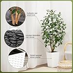5ft Artificial Ficus Tree,Tall Faux Tree with Pebbles & Planter UV Resistant Potted Fake Plant with Silk Leaves & Real Wood Trunk,Indoor Outdoor Floor Plant for Home,Living Room,VN129 - Image 2