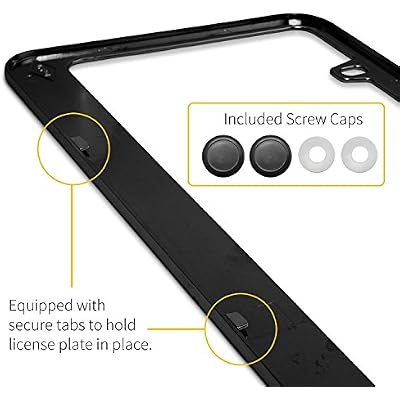 iPick Image for Honda Red Logo Civic Si Black Real Carbon Fiber ABS Plastic License Plate Frame
