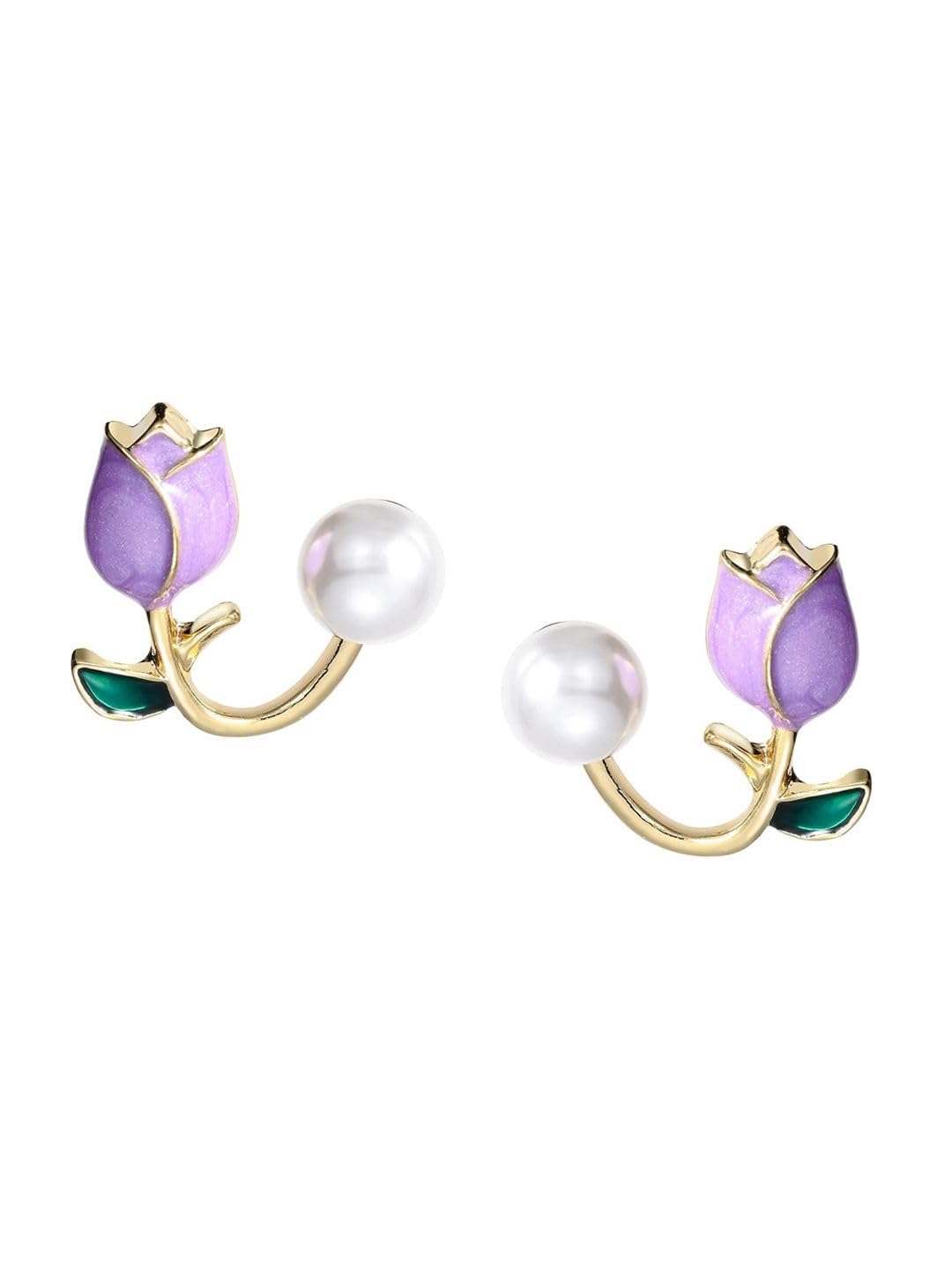 Tipsy Closet Lotus Earring Korean Earrings Everyday Wear for Office College Earring Set Anti-Tarnish Tops Latest & Stylish Tops Tulip Earrings For Women and Girls (Purple) (B0DD6SQ6MG) Amazon Price History, Amazon Price Tracker