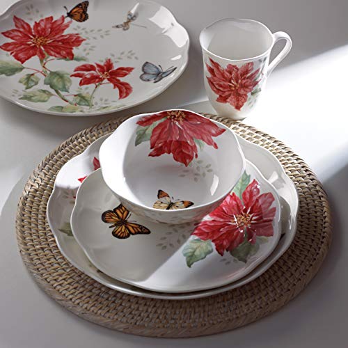 12 Pcs, Lenox Butterfly Meadow Christmas Poinsettia Dinnerware Set (56 Off)