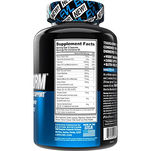 Evlution 0682055551616 Evl Thermogenic Fat Burner Support - Fast Acting Weight Loss Energy And Appetite Support - Trans4Orm Green Tea Fat Burner And Weight Loss Support Supplement thumb #3