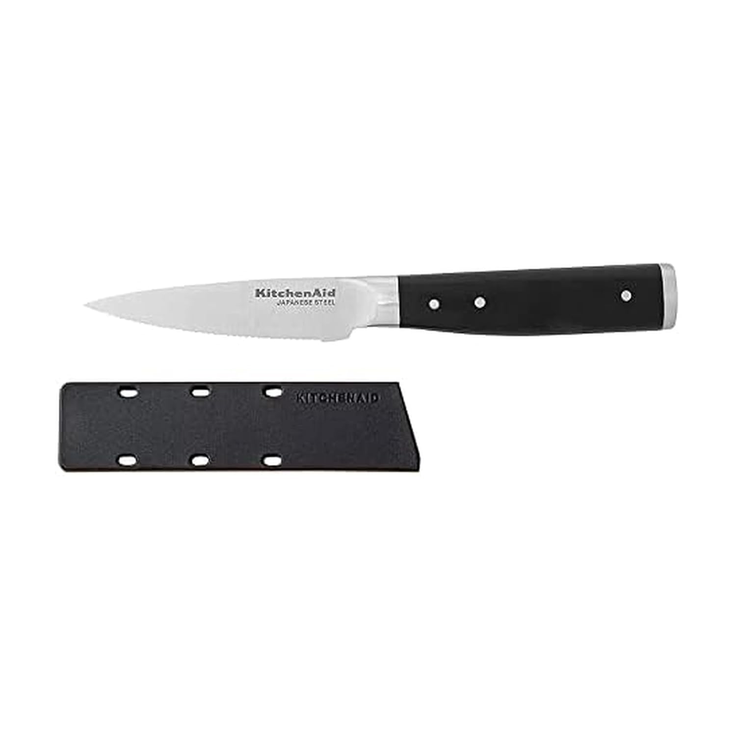 KitchenAid Gourmet Forged Triple Rivet Serrated Paring Knife with Custom-Fit Blade Cover 3 5-inch Sharp Kitchen Knife High-Carbon